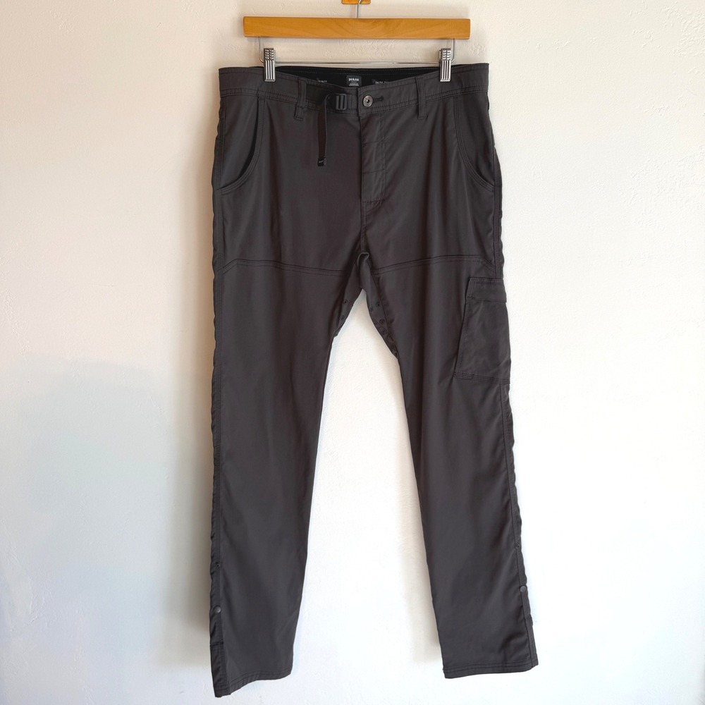 prAna Stretch Zion Slim Pants Mens 34x34 Gray Cargo Gorpcore Hiking Outdoor